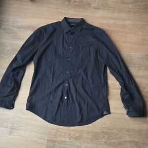 John Varvatos Luxe Black Fitted Dress Shirt Sz M